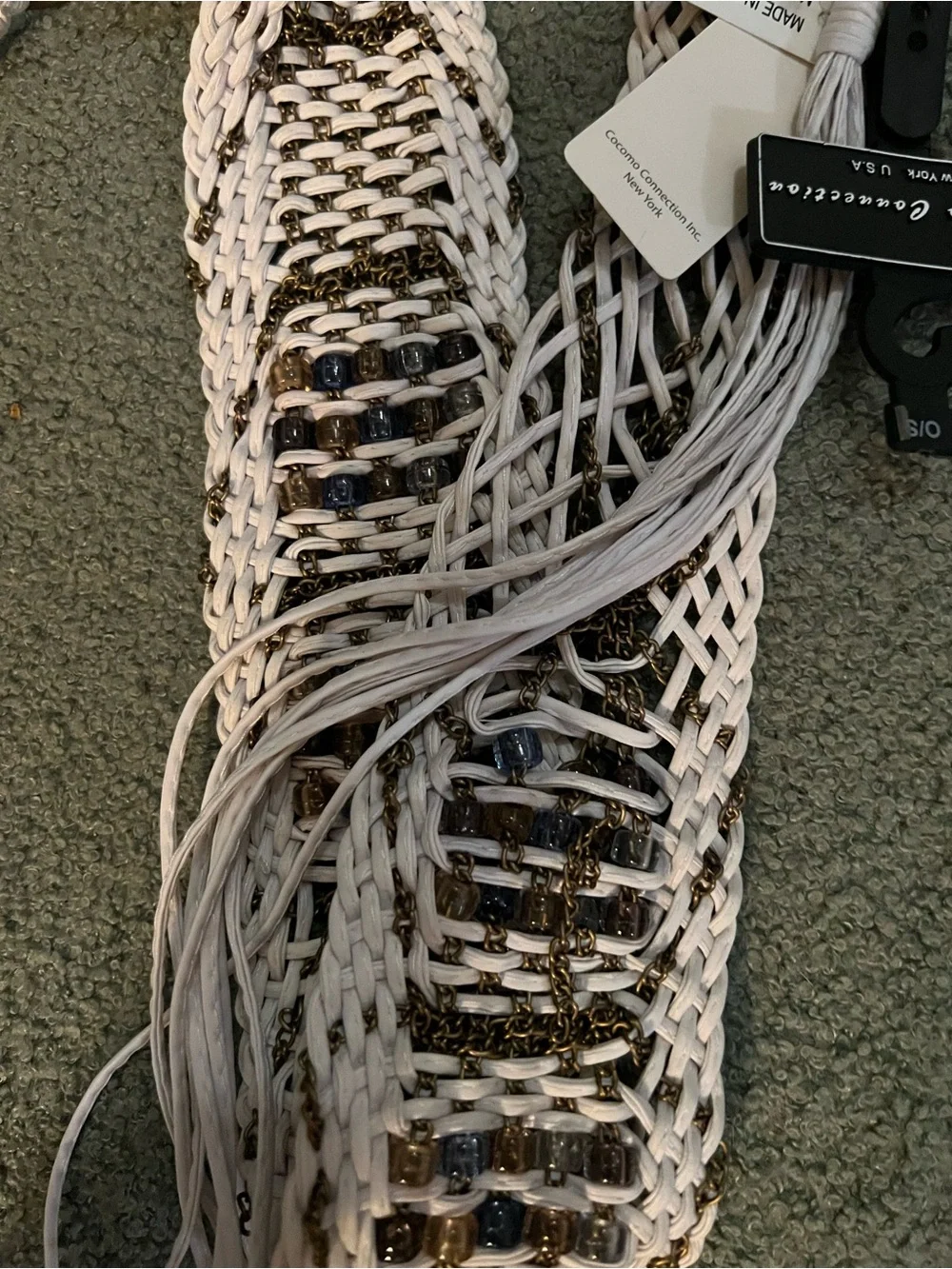 NWT Macrame Belt with Bronze Chain & Beads Details gorgeous